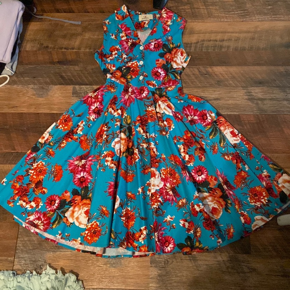 Floral turquoise grace karin dress